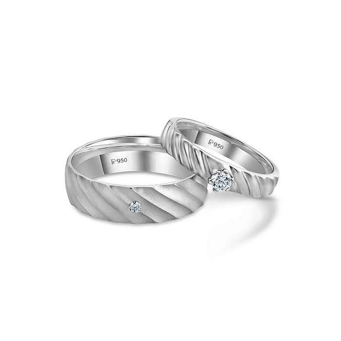 Two to Triumph Designer Matte Finish Platinum Couple Rings With Single  Diamonds JL PT 956 - Etsy