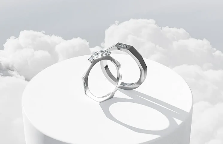 Two platinum love bands for Couple symbolizing lasting promises.
