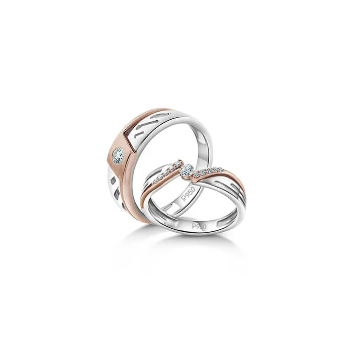 Buy Designer Platinum & Rose Gold Couple Rings With Diamonds JL PT 937  Online in India - Etsy