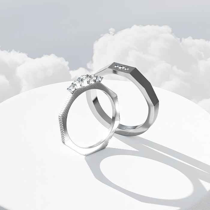 Unique platinum diamond engagement ring wedding ring
